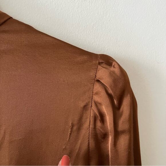 IRO Osiam Satin Ruffle Mini Dress in Camel - Picture 6 of 10